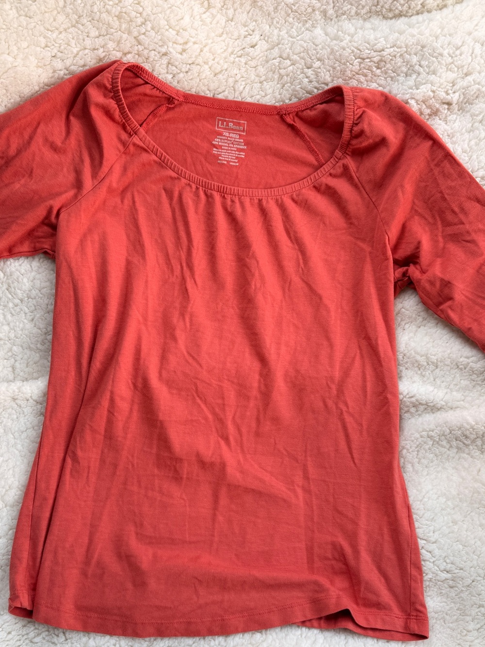 L.L. Bean Coral Long Sleeve Scoop Neck Tee
